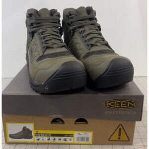 Men's KEEN Reno Mid KBF Carbon Fiber Toe WP Work Boots 11 Dark Olive/Black NEW
